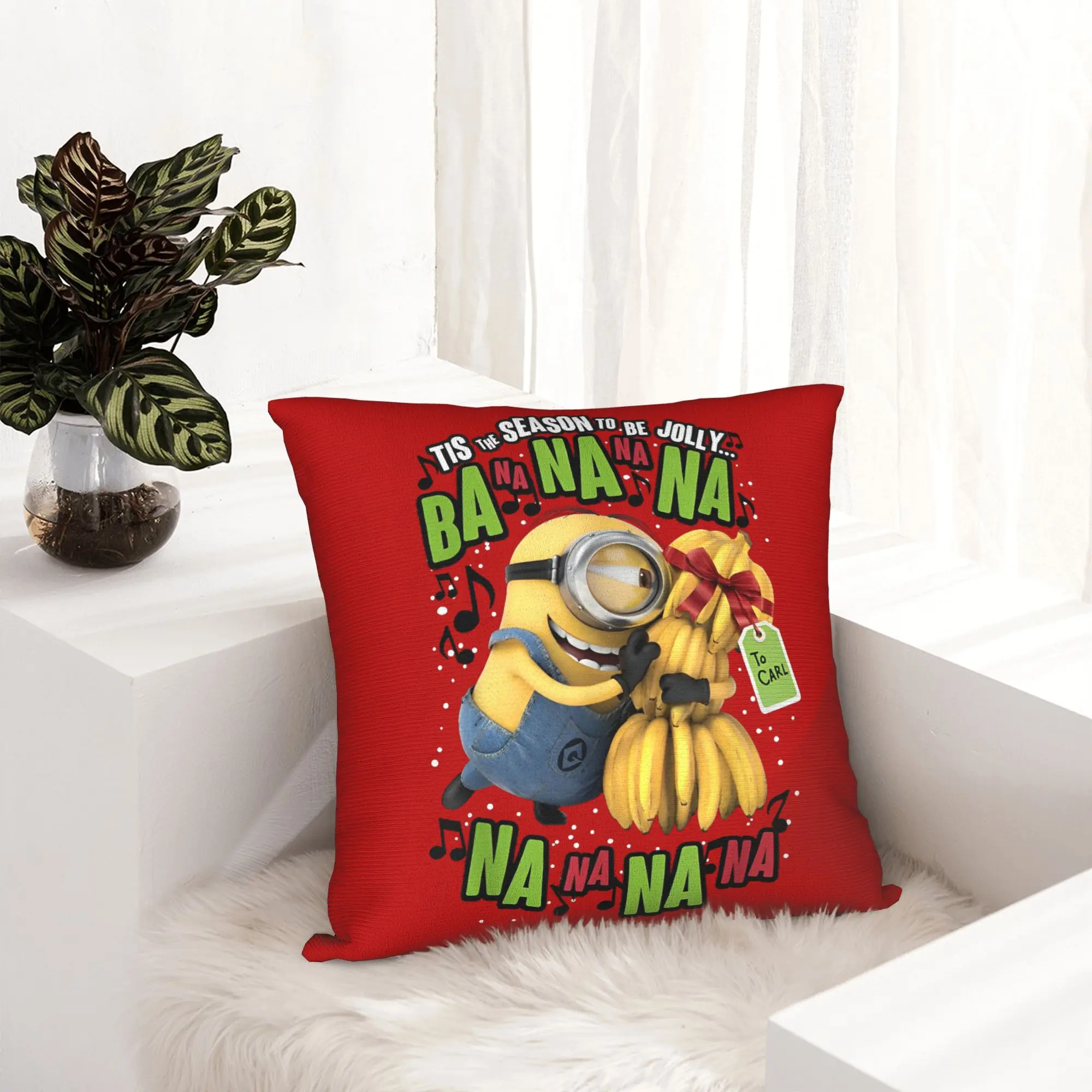 Cartoon M-Minions Christmas Pillowcase Soft Polyester Cushion Cover Gift  Throw Pillow Case Cover Seat Square 40X40cm