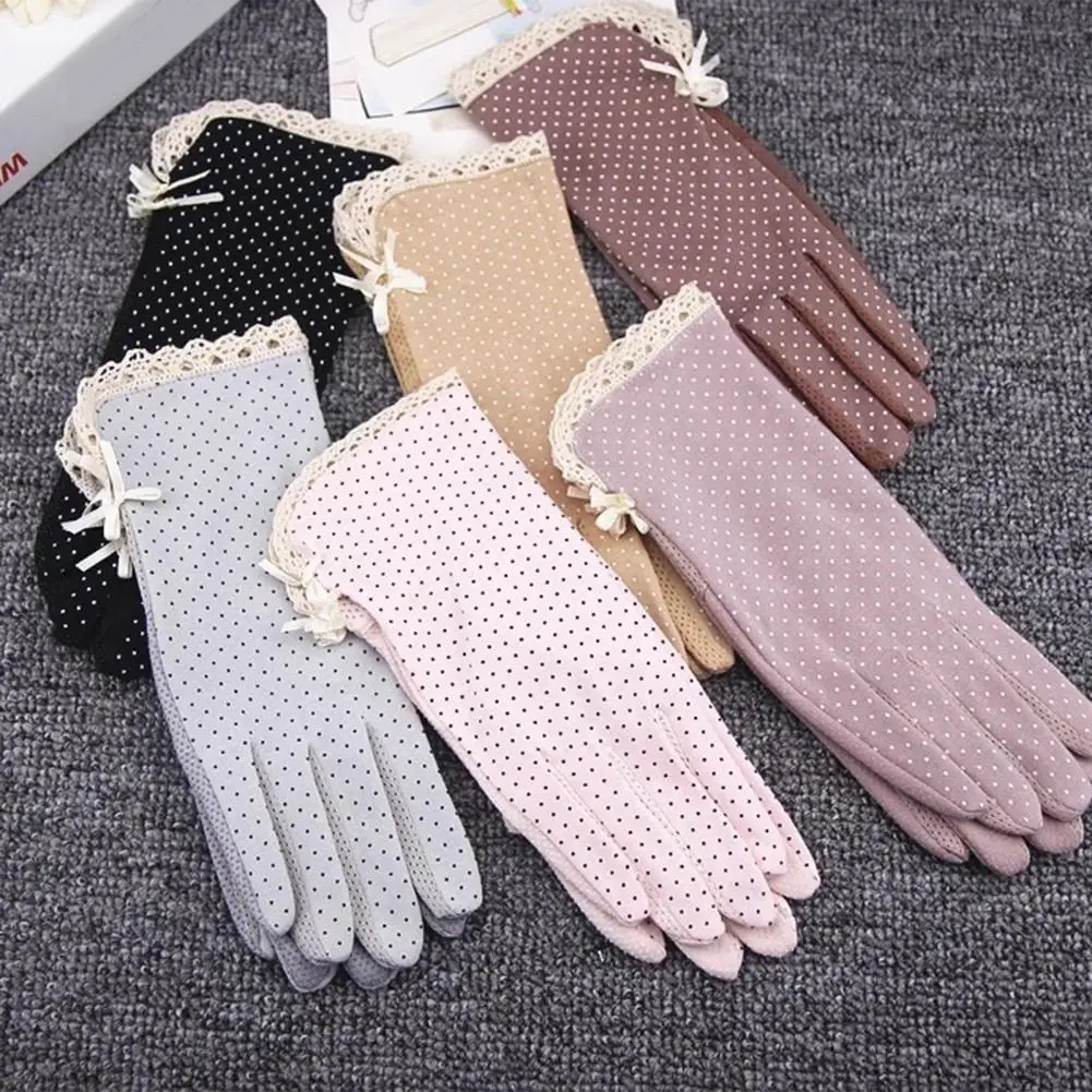 Sunscreen Gloves Anti Slip Driving Gloves Summer Women Sun Full Finger Mittens Bicycle Riding Gloves