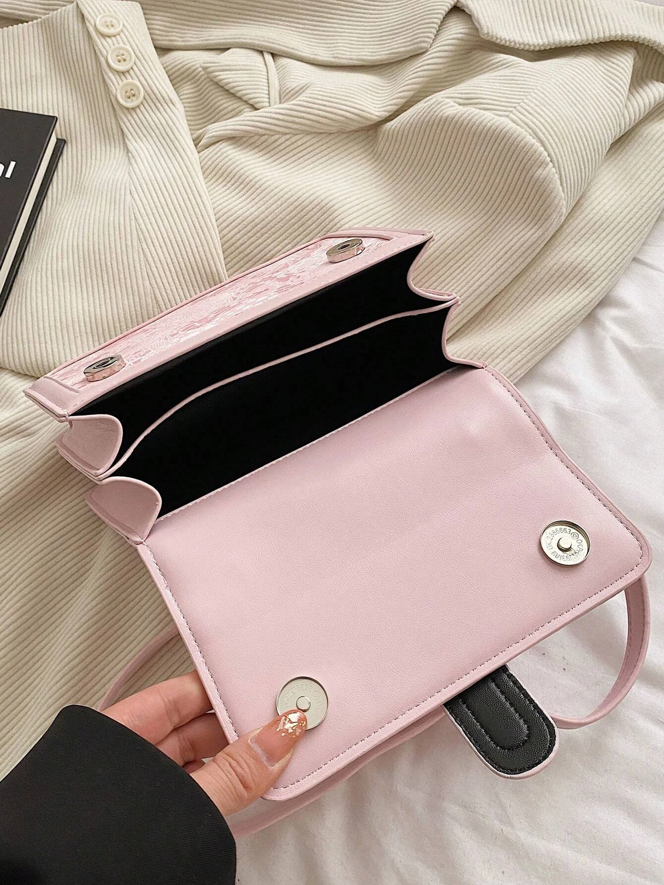 Fashionable Mini Flower Graphic Square Bag Classic Floral Top Handle Flap Bag Casual Versatile Portable Shoulder Bag Women