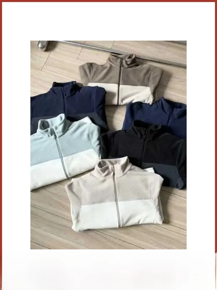 

Двусторонняя повседневная куртка с воротником-стойкой для мужчин, осень-зима, модная универсальная застежка-молния, теплое полиэфирное волокно