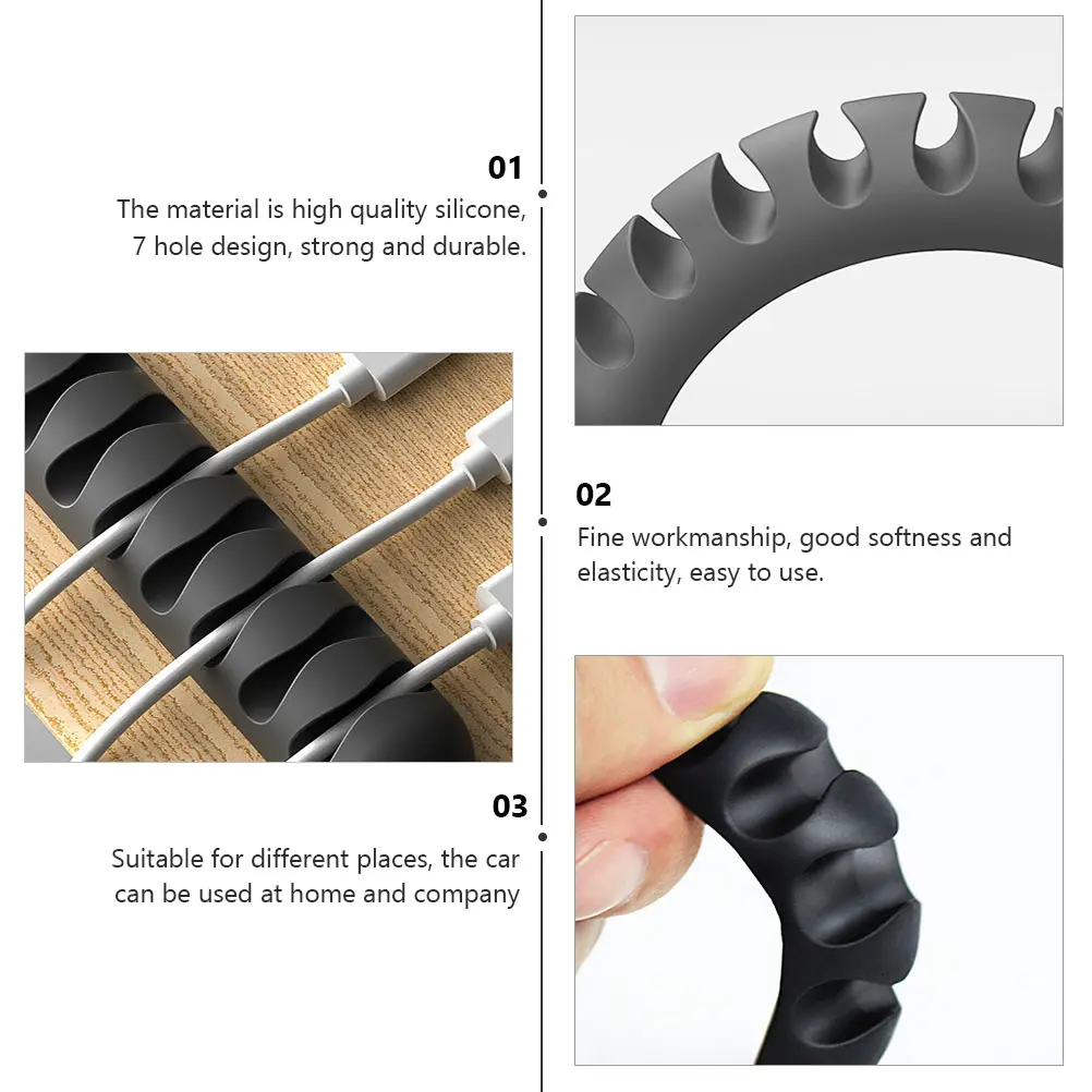 

4 Pcs Cable Holder Wire ganizer Simple Desk Car Silica Hole Durable Soft Elastic Tidy Line Storage Tool Cord Management
