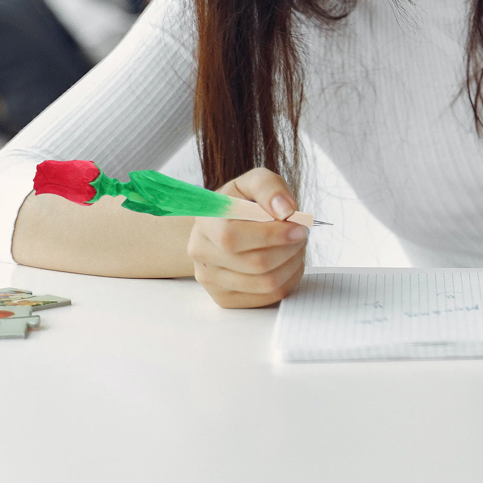 

1Pcs Creative Rose Carved Wooden Gel Pen Premium Flow Writing Tool for Journals Diaries Sketching Notes Gift for Students Kids