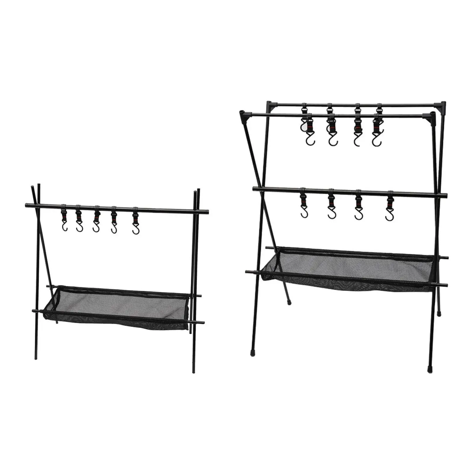 Camping Hanging Rack Camping Stand Multifunction Aluminum Alloy Portable Convenient Assemble with Hooks for Outdoor Gardening
