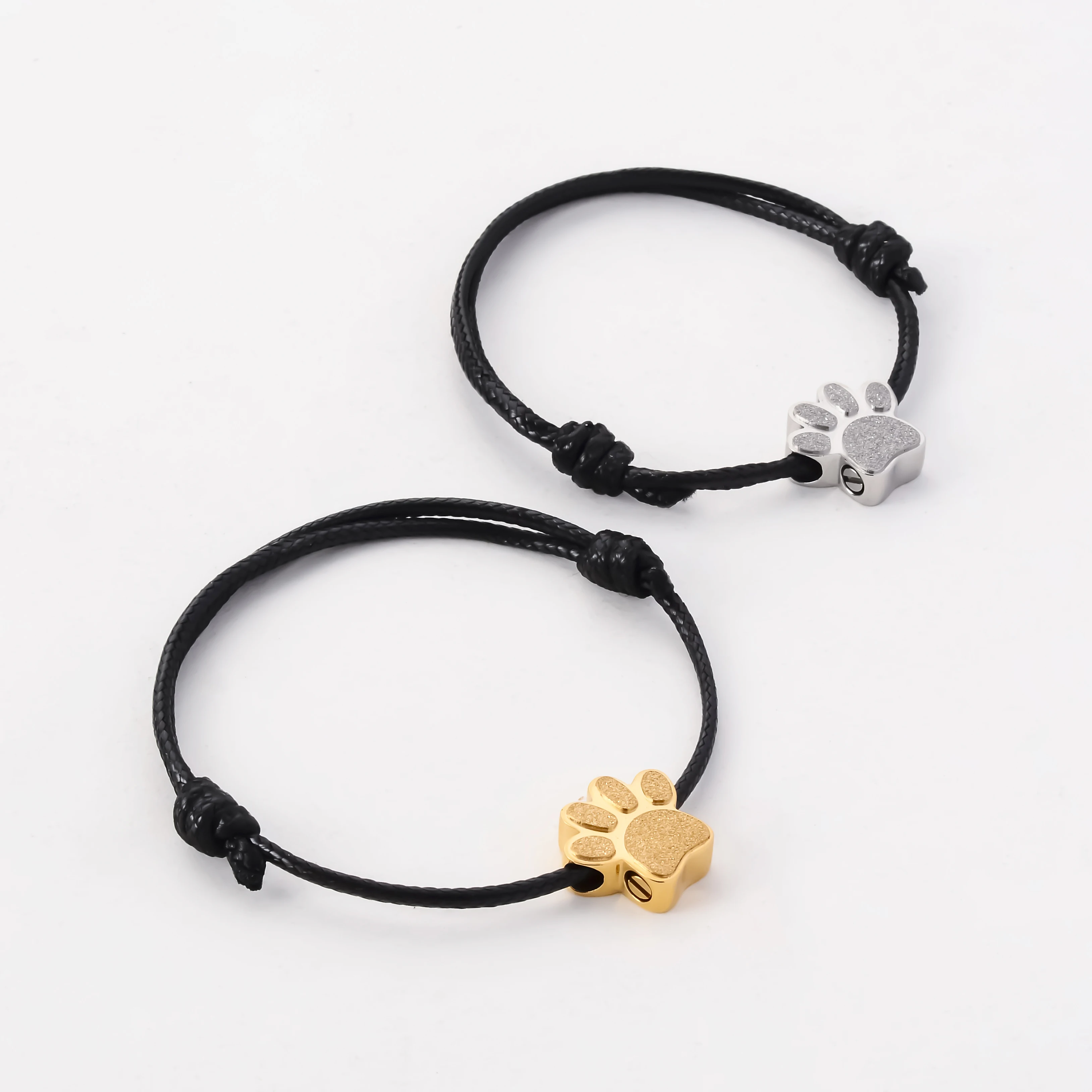 Paw Print Urn Bracelet Adjustable Length Stainless Steel Pendant for Cremation Memorial Pet/Family Ashes Jewelry Gift ﻿