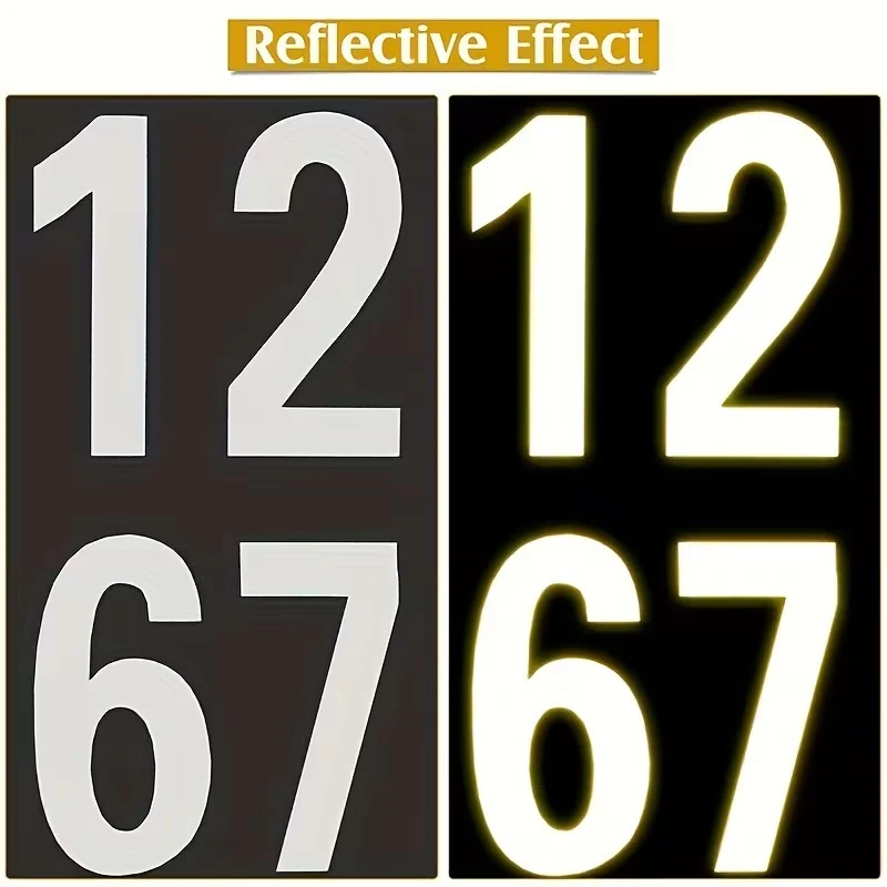 Reflective Trash Can Labels Wheelie Bin Number Sticker Self-Adhesive Weatherproof Outdoor Mailbox House Numbers Decal