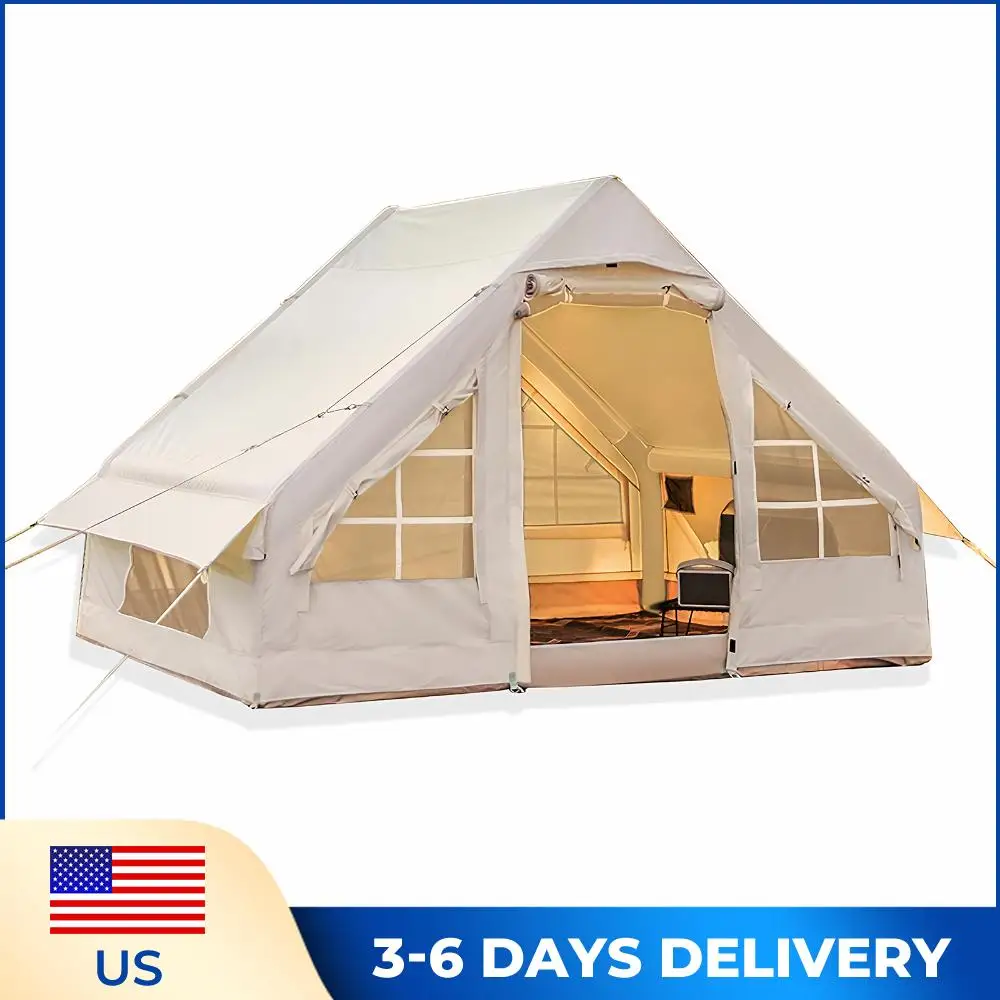 

4-6 Person House Instant Glamping Camping Tents House with Hand Pump Outdoor Inflatable Tent for Adults Travel Hiking