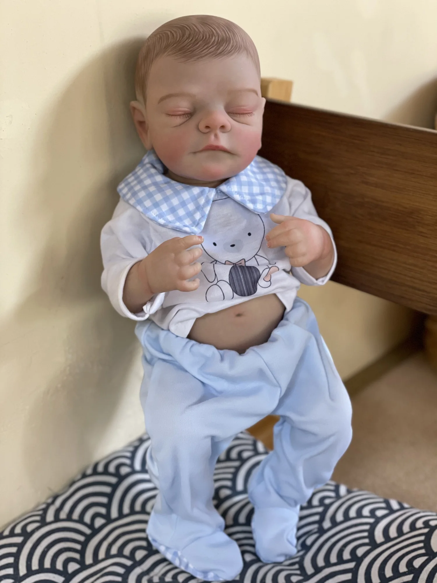 18 Polegada artesanal ly016 boneca reborn bebê menino com cabelo pintado e pele pintada 3d recém-nascido como boneca reborn bonecas