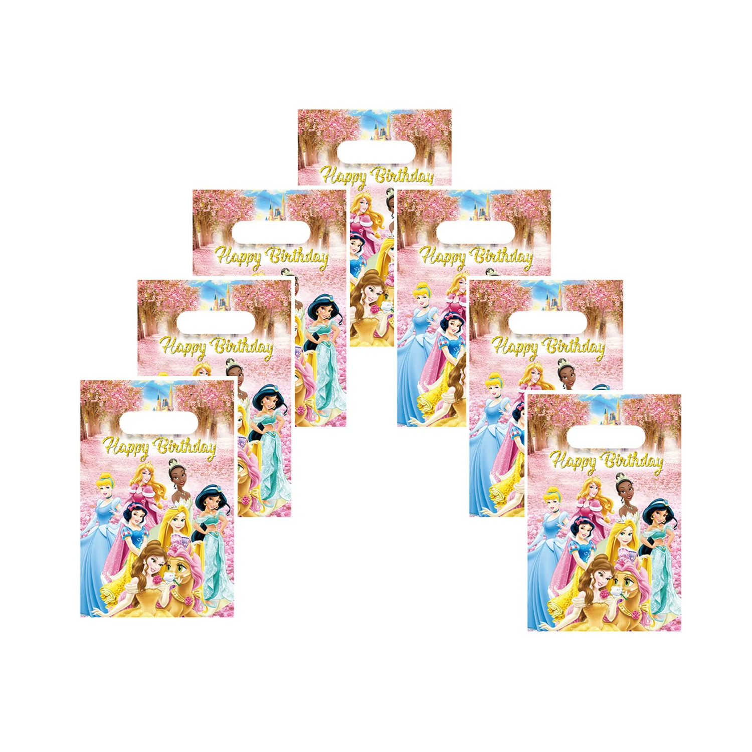 10pcs/lot Seven Princess  Themed Girl's Favorite Birthday Party Candy Surprise Disposable Plastic Decorative Gifts Loot Bag