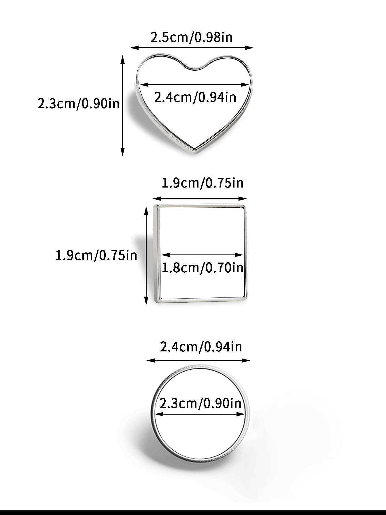 دبوس بروش معدني ذهبي/فضي مخصص - دائري، قلب، مربع، منقوش، هدية أنيقة لها، له، الأصدقاء، الأسرة، صغير #2