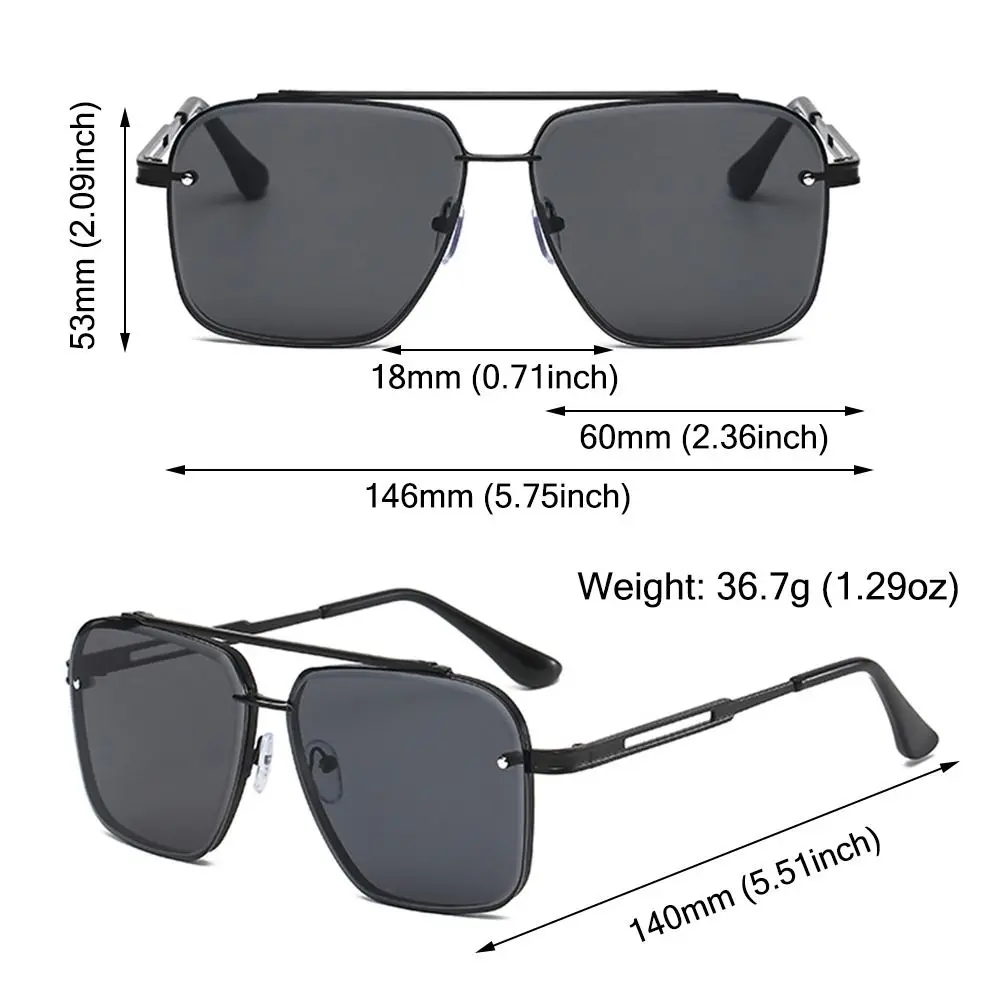 Trendy Gradient Sunglasses Fashion Oversized Square Metal Frame Sun Glasses Classic Driving Travelling UV400 Protection Eyewear