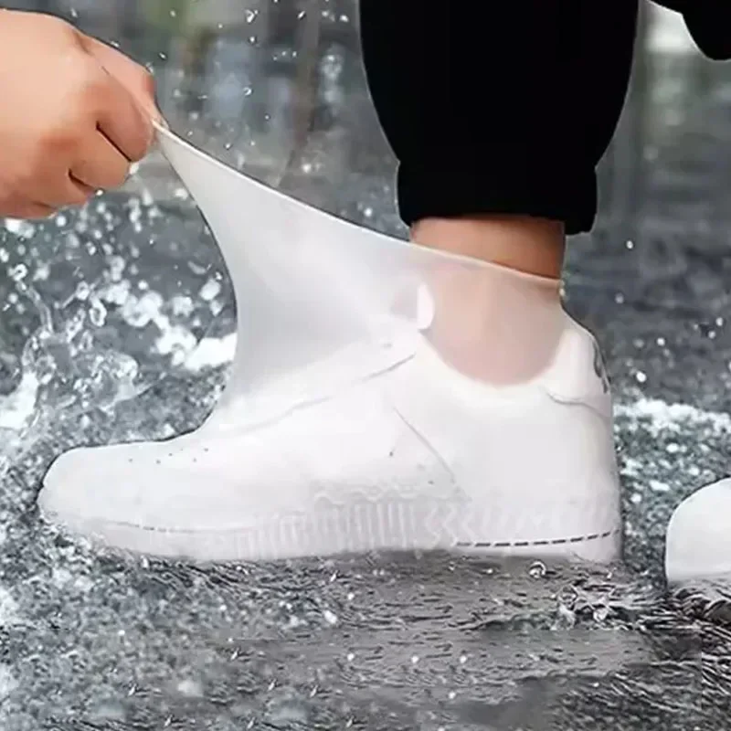 Fundas para zapatos de silicona impermeables y gruesas reutilizables, antideslizantes, resistentes al desgaste, Protector para botas de lluvia para días lluviosos y playa