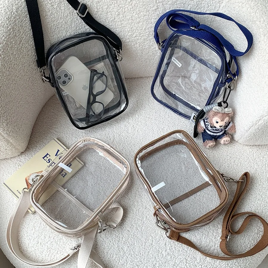 New Jelly Transparent Simple And Versatile Crossbody Niche Portable Casual PVC Phone small shoulder bag