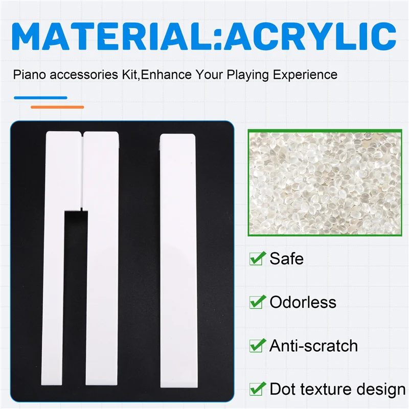 

Y67A-Набор аксессуаров для фортепиано, белые клавиши без боковой, кожаные клавиши для фортепиано, кожаные аксессуары для фортепиано 51 мм
