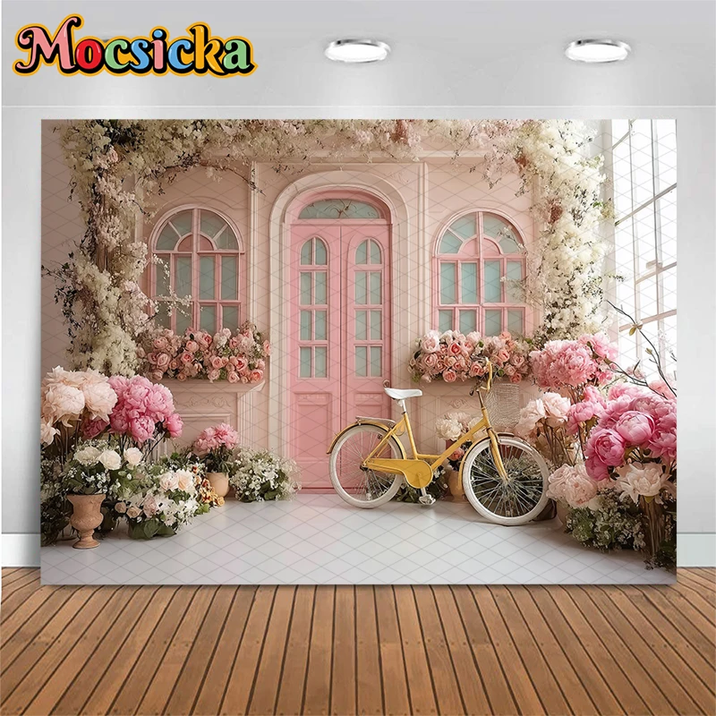 

Mocsicka Mother's Day Photography Backdrops Spring Flowers Decors Woman Girl Portrait Background Photo Studio Shooting Wallpaper