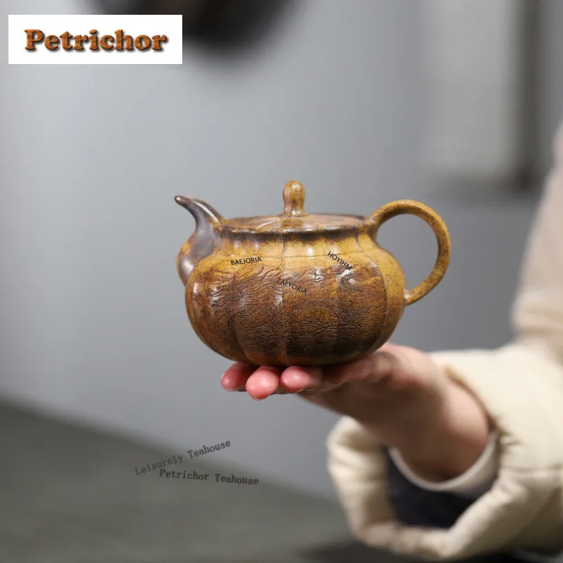 

Чайник из исинской пурпурной глины (280 мл), ручная работа известных мастеров, из необработанной руды, глины Кэйл Голд Сэнд, набор для чая из глины Цзыша, художественное изделие