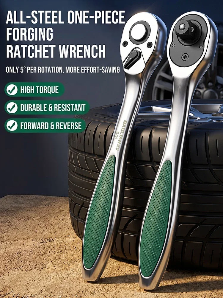 72 Tooth Quick Release Ratchet Wrench Set 1/4 3/8 1/2 Inch Dual Direction Socket Spanner Labor-Saving Hand Tools for Auto Repair