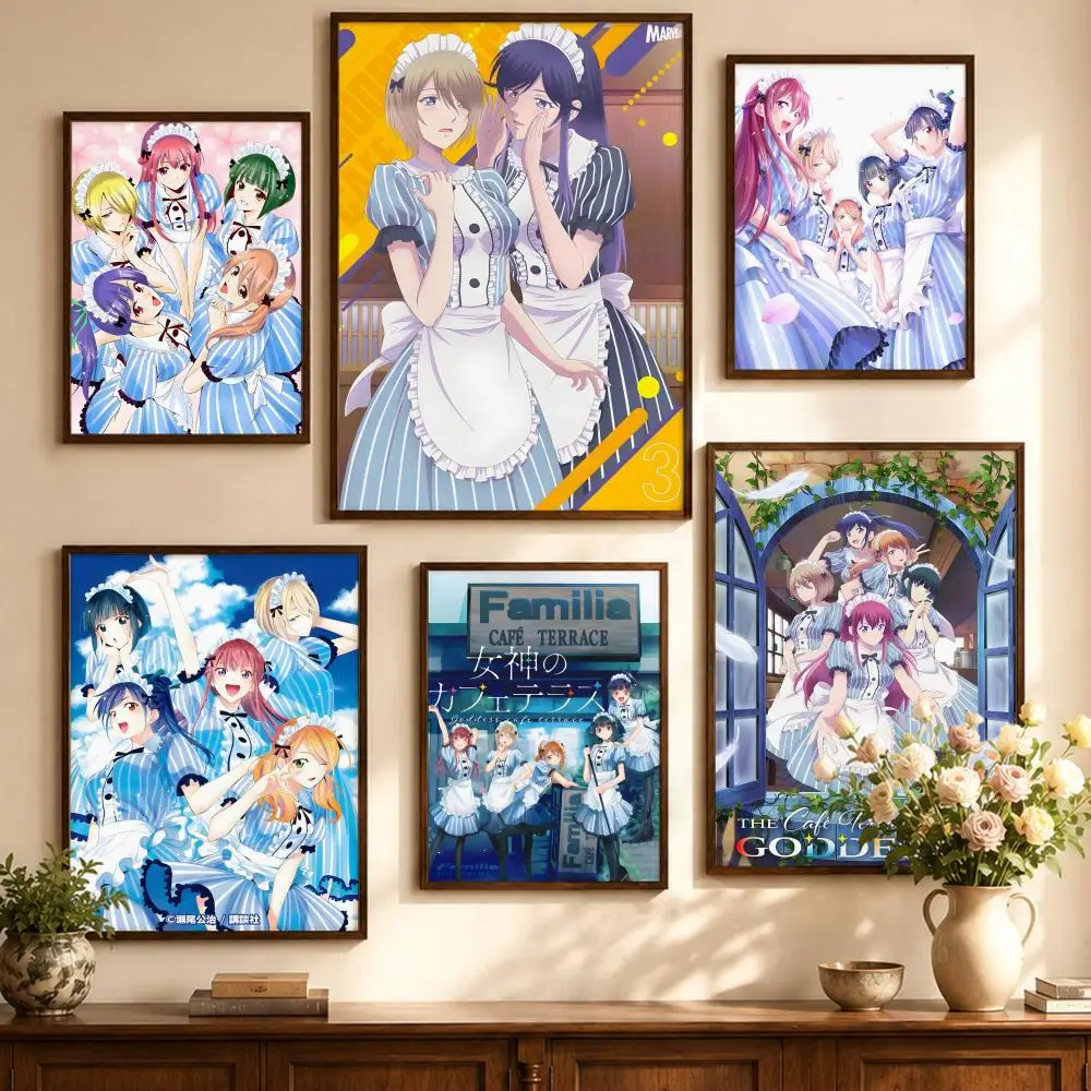 Póster autoadhesivo The Cafe Terrace and Its Goddesses, impresión artística de pared, decoración moderna para el hogar, decoración para sala de estar y dormitorio