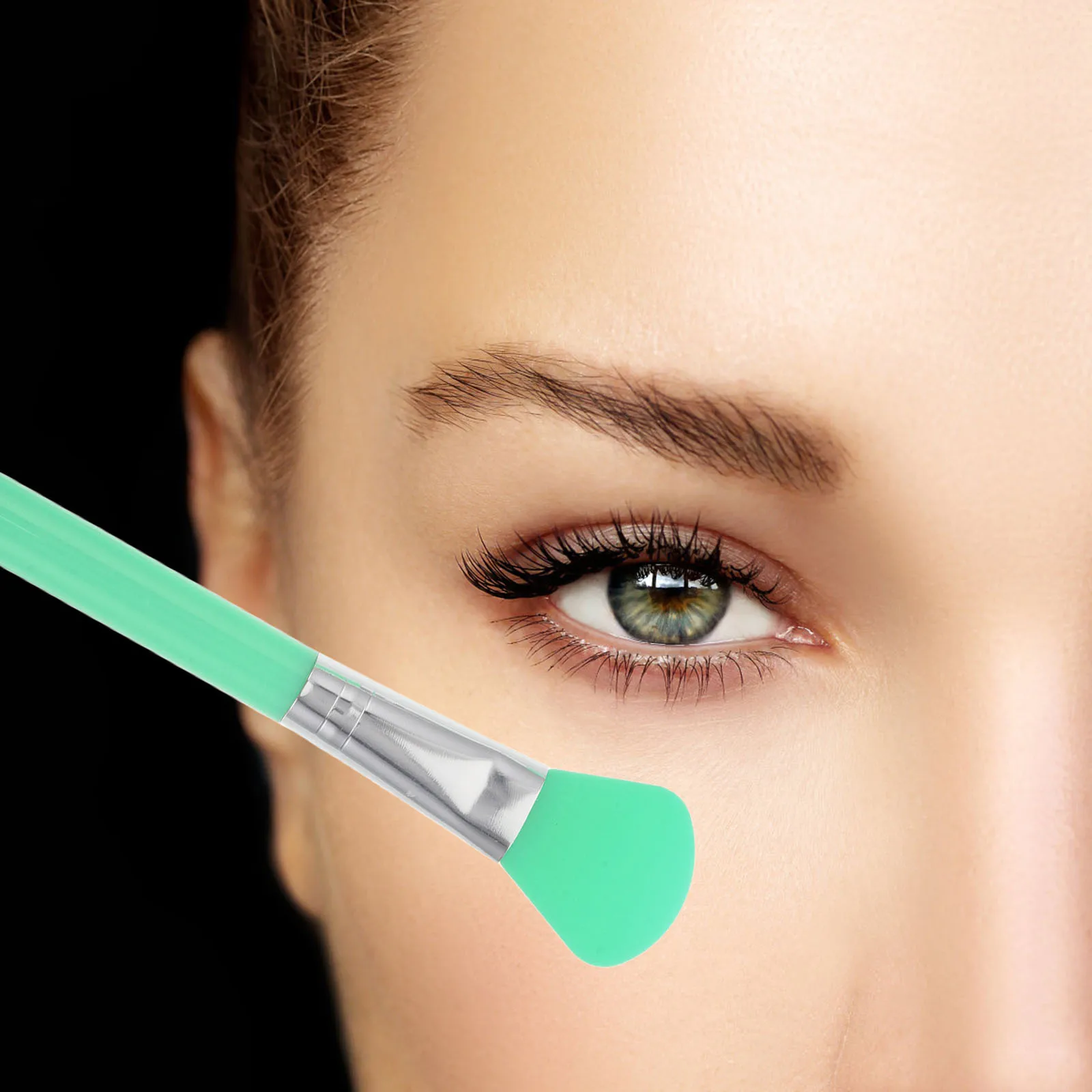 1 conjunto de pincéis de maquiagem de silicone design elegante para máscara facial sombra blush pó secagem rápida fácil lavagem viagem amigável