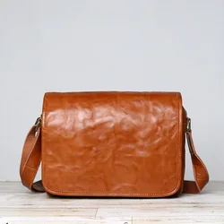 Leather Crossbody Bag Top Layer Cowhide Shoulder Bag Casual Retro Versatile European And American Simple Men's Bag Mailman Bag