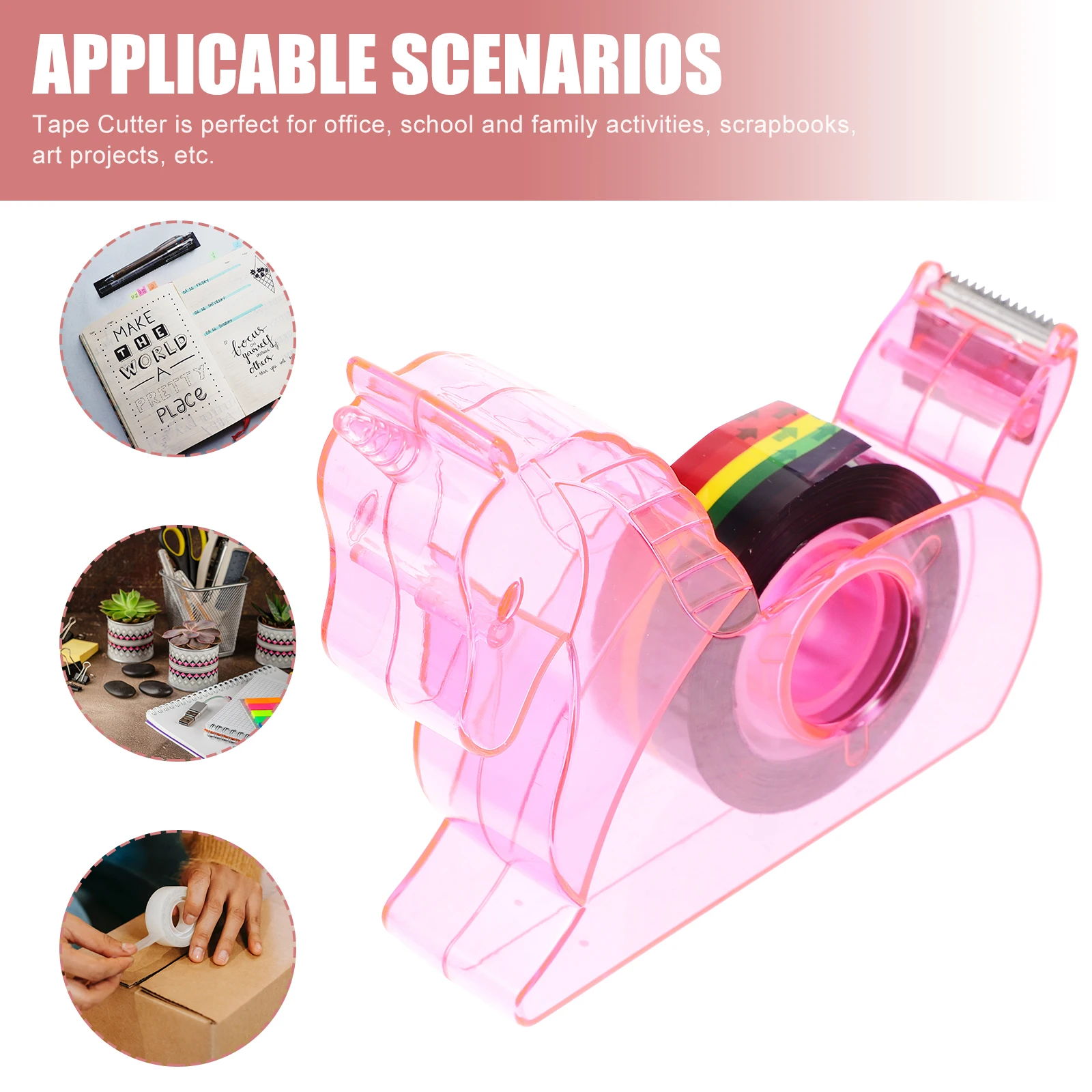 1 Set Professional Tape Cutter Smooth Edge For Office School Home Use Portable Desktop Dispenser Household Tape Holder