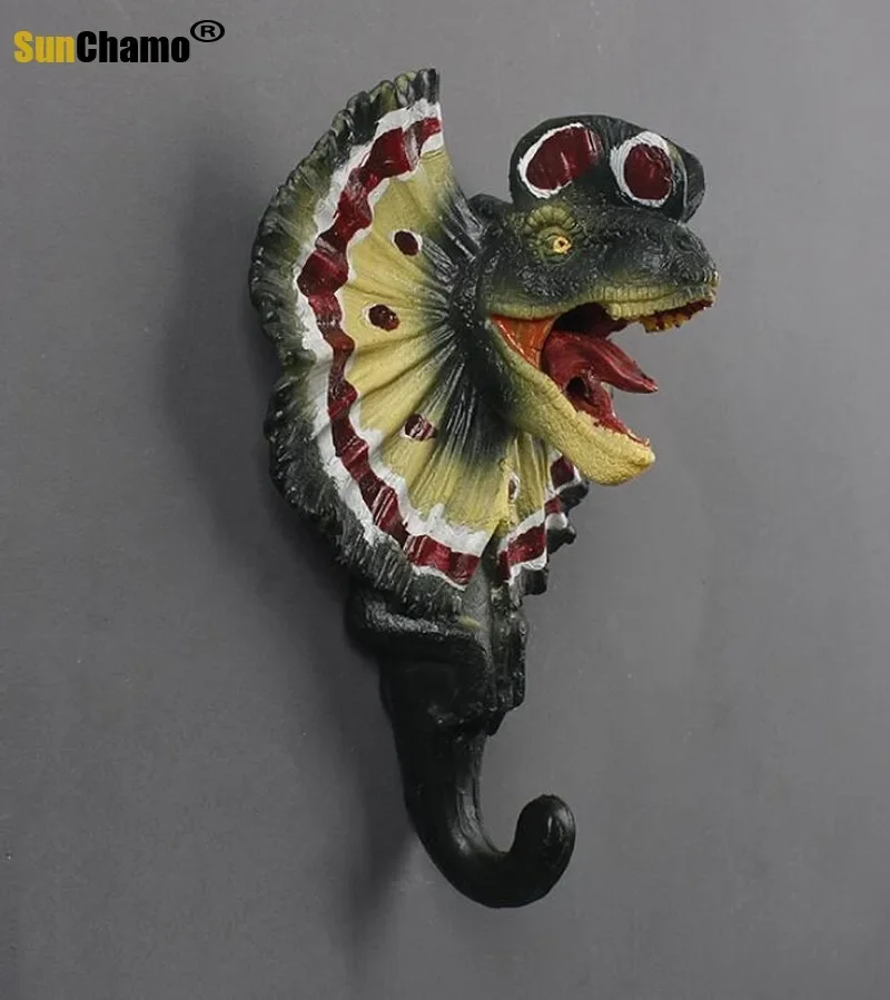 Jurassic Dinosaur Wall Hanging, Creative Resin Animal Model, Dinosaur Coat Hooks, American Decorative Hook, Triceratops