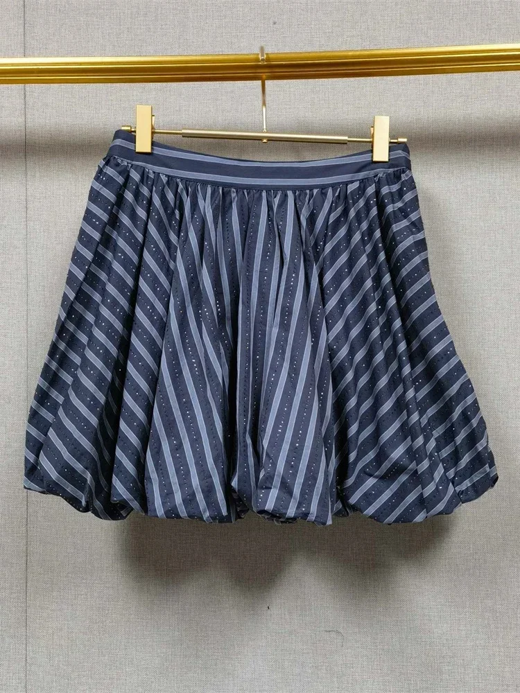 Women's Stripes Diamond Decoration A-Line Mini Skirt