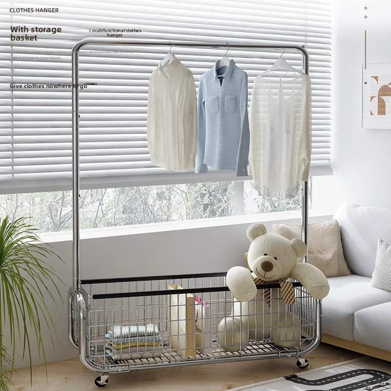 Hanger floor to ceiling bedroom drying hanger mobile light luxury corner coat rack clothes rack