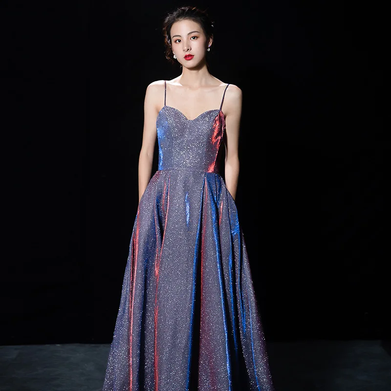 

Ele Long Evening Gown 2024 New Sle Strapl Bridal Dr Faionable Performance Maid of Suit for Year End Par