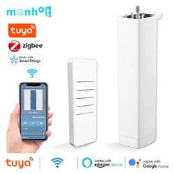 Tuya Wifi/Zigbee Elektrische Slimme Gordijnmotoren Intelligente Sluitermotor Met Rf Afstandsbediening Alexa Echo Google Assistent 225Mm