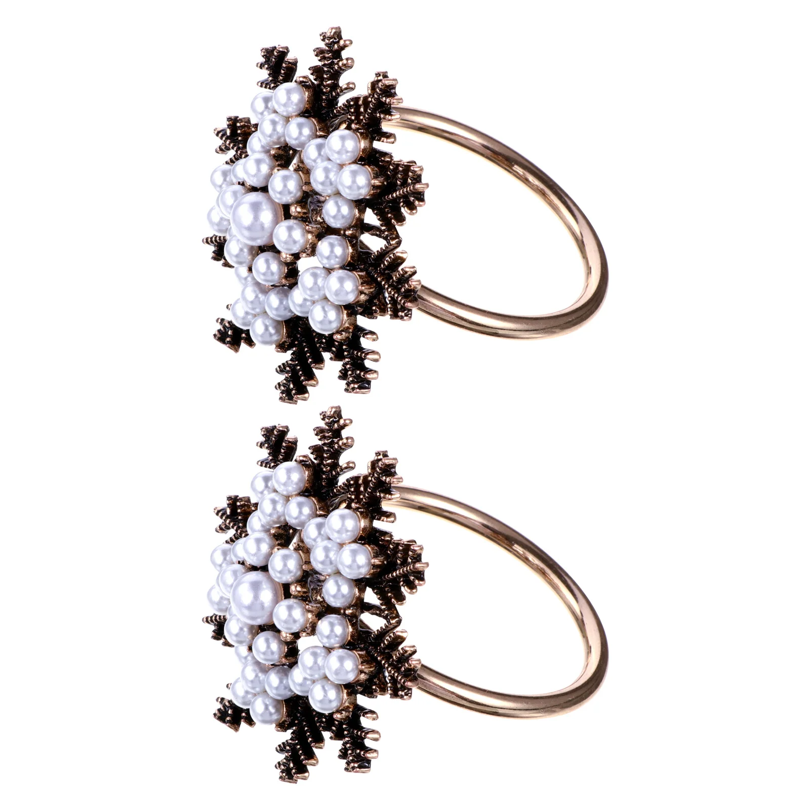 

2Pcs Napkin Circle Christmas Snowflake Pearl Buckle Elegant Dinner Party Napkin Holder Chic Holiday Supplies Christmas Supplies