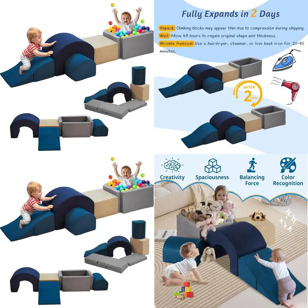 Kletterblock-Set aus weichem Schaumstoff für Kleinkinder, Indoor-Spiel für Kinder im Alter von 1–3 Jahren, ideal zum Krabbeln und Bällebäuten