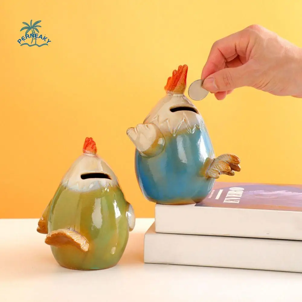 

Creative Ceramic Piggy Bank Saving Money Chicken Shaped Piggy Coin Bank Portable Household Cute Money Box Home Decoration