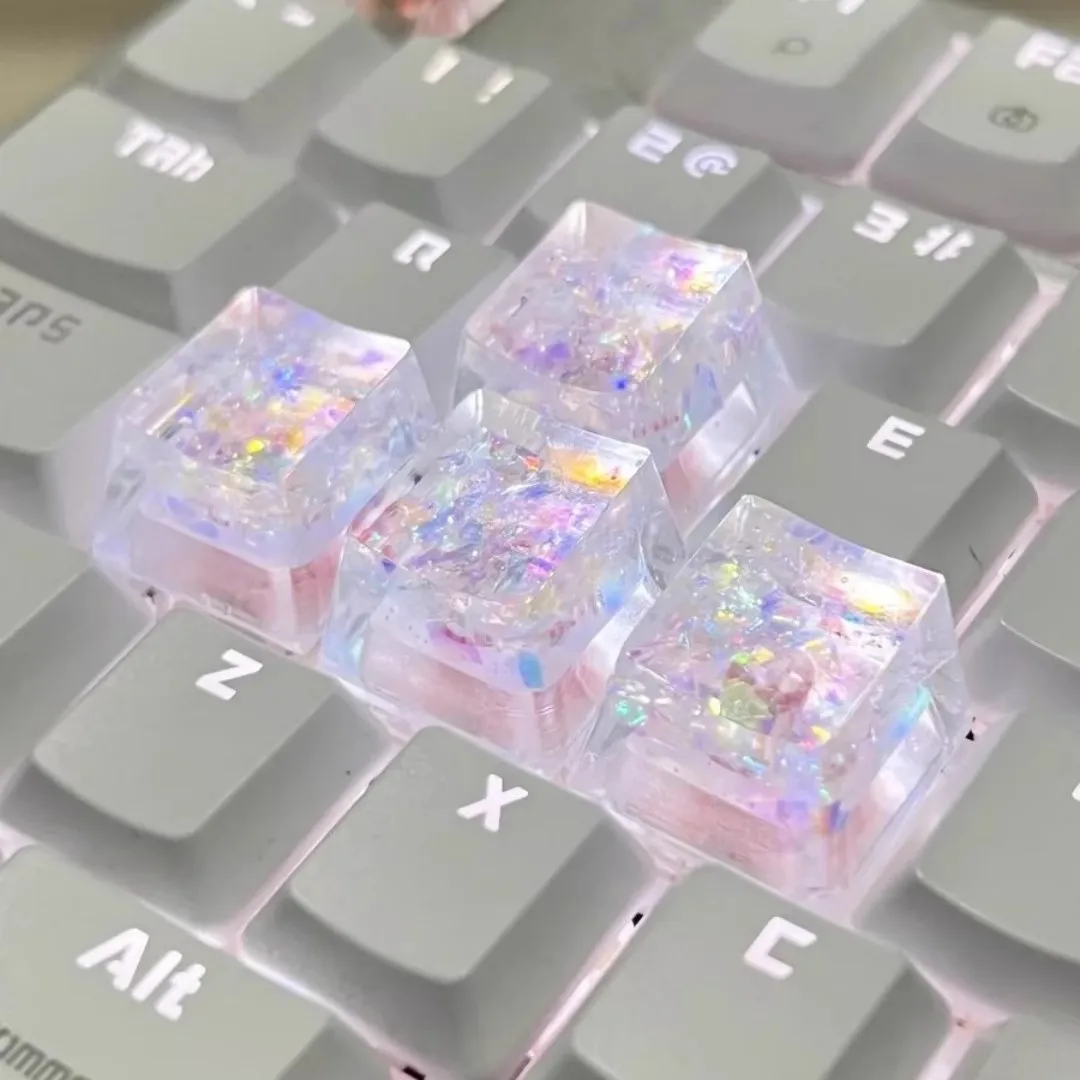 Original handmade shell paper key cap 4Pcs Quality Hot Sale Colorful Translucent Key Caps Cross Shaft Mechanical Keyboard Keycap