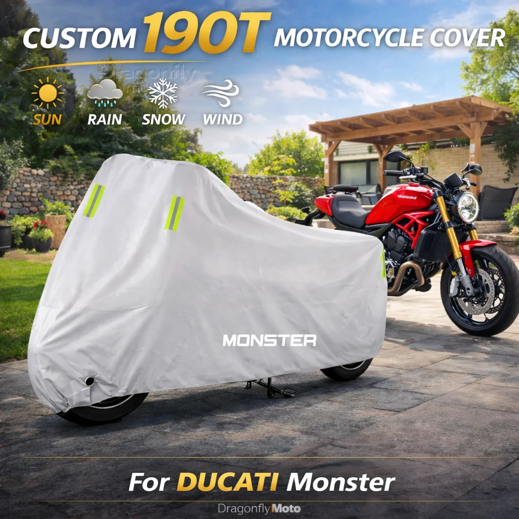 

For DUCATI Monster 796 Hypermotard Monster 696 695 Motorcycle Cover Silver Waterproof UV Rain Dust Sun Outdoor Indoor Protector