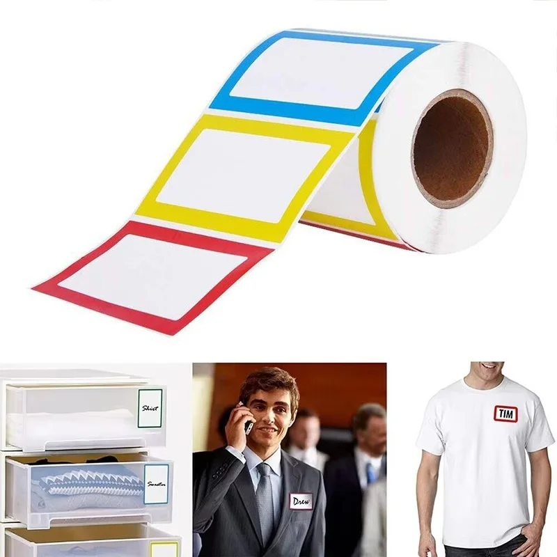 250Pcs Waterproof Blank Self Adhesive Colorful Label Stickers Removable Label Stickers Name Tag File Office School Home Supplies