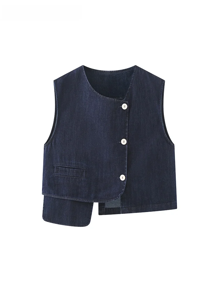 La Chapelle-Conjunto de chaleco vaquero Svel de diseño Vintage y falda elástica para mujer, traje de verano Faion, falda larga