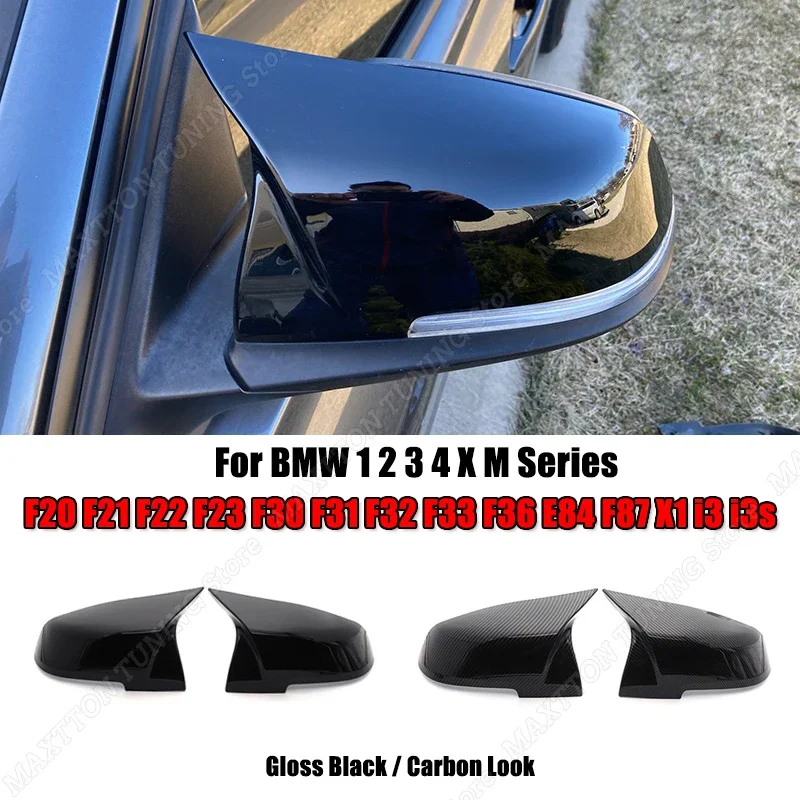 

2PCS Auto Side Rearview Mirror Covers Caps Wing For BMW F20 F21 F22 F23 F30 F31 F32 F33 F36 E84 F87 X1 i3 i3s Gloss Black Tuning