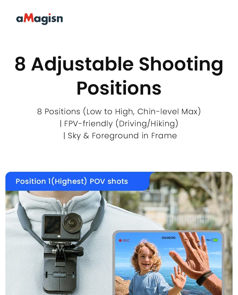 aMagisn Unsichtbare Magnetische Nackenhalterung, POV Nackenhalterung für Gopro / DJI Pocket 4 / Insta360 Ace, Luna Ultra Zubehör – Detail 14