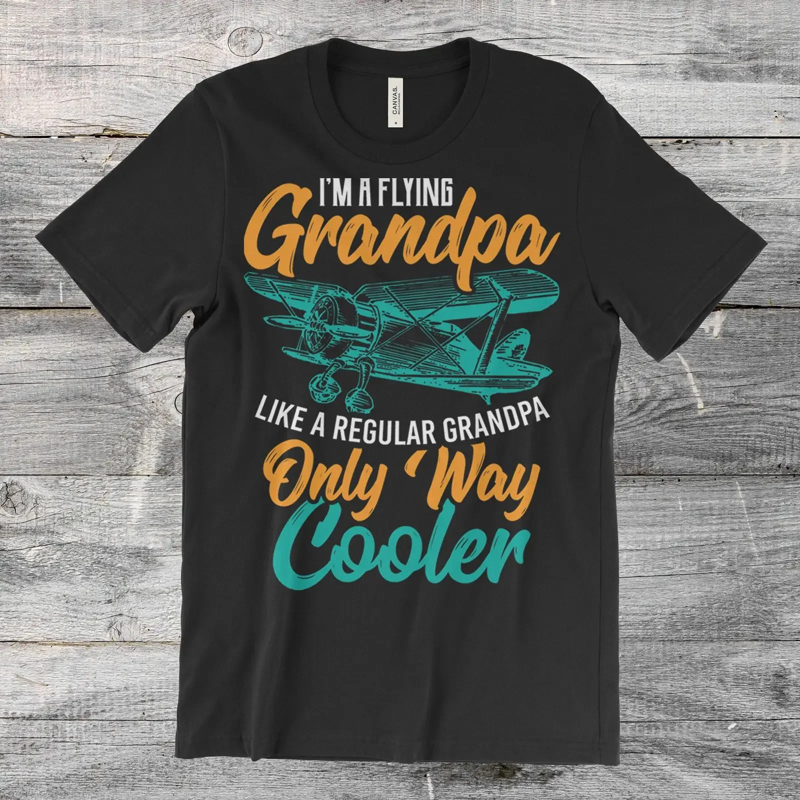 I'm A Flying Grandpa Like Regular Only Way Cooler Vintage Airplane Pilot T Shirt  vintage Washed Unisex homme Versatile