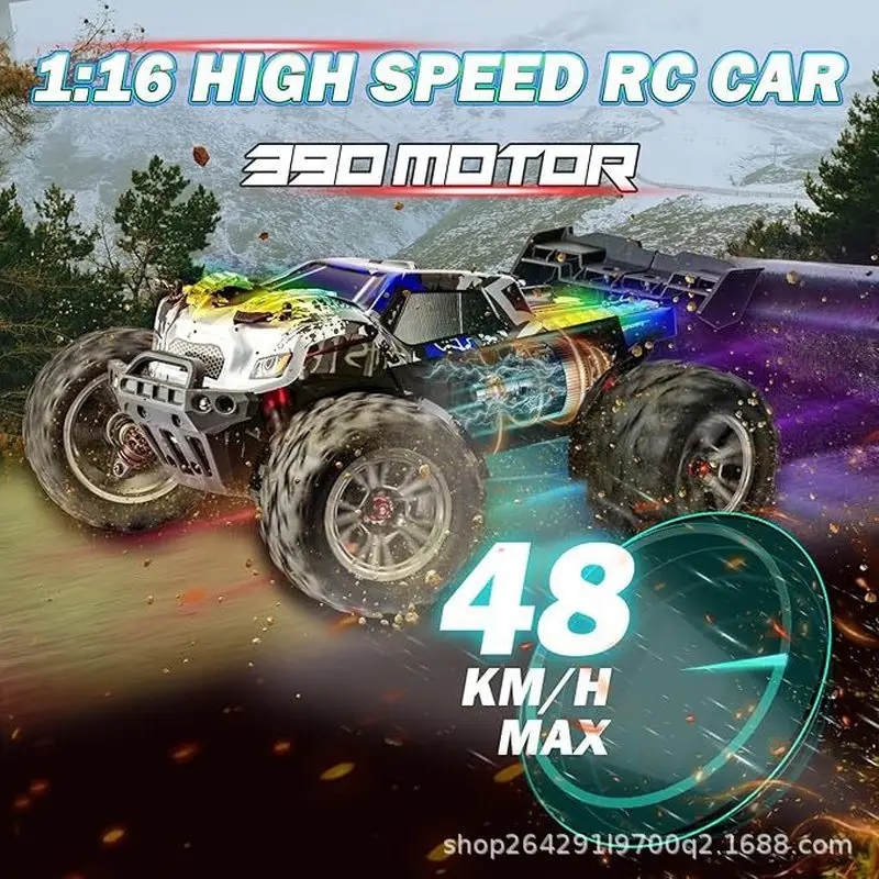 Kendaraan Off-Road Kecepatan Tinggi Penggerak Empat Roda Proporsi Penuh 1:16 dengan Lampu Lari Keren Balap Drift Pilihan Tiga Warna