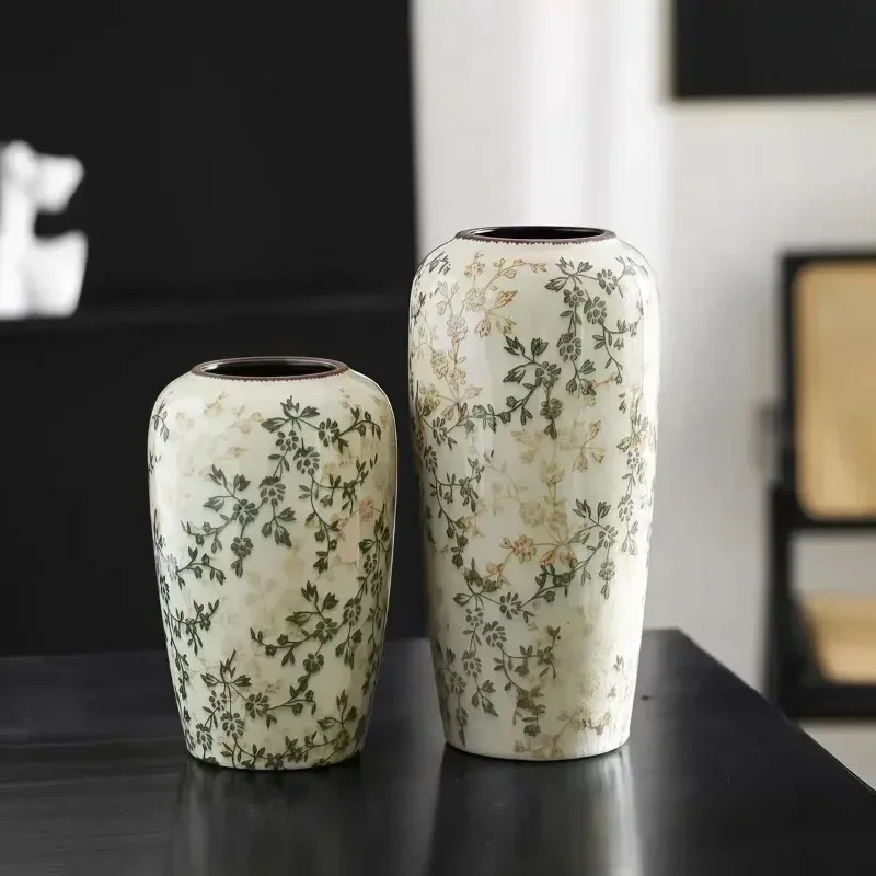 RB-6  Retro Style New Chinese Vase Light Luxury Fresh High-end Antique Vase Flower Arrangement Living Room DecorationDecoration