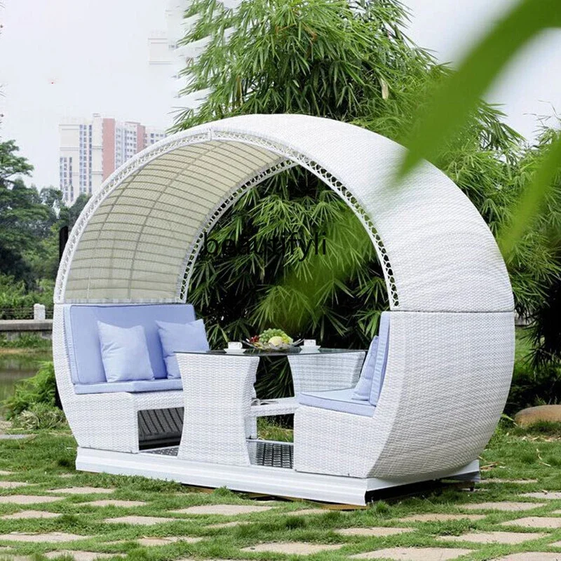 

Outdoor rain and sun protection casual rattan sofa coffee shop outdoor courtyard garden rocking chair combination