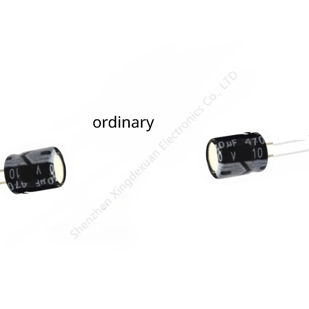 100 قطعة (6*7MMhole سلسلة) 10V470UF/330 فائق التوهج 16V220UF 25V100/220 فائق التوهج 35V100/47 فائق التوهج الألومنيوم مُكثَّف كهربائيًا