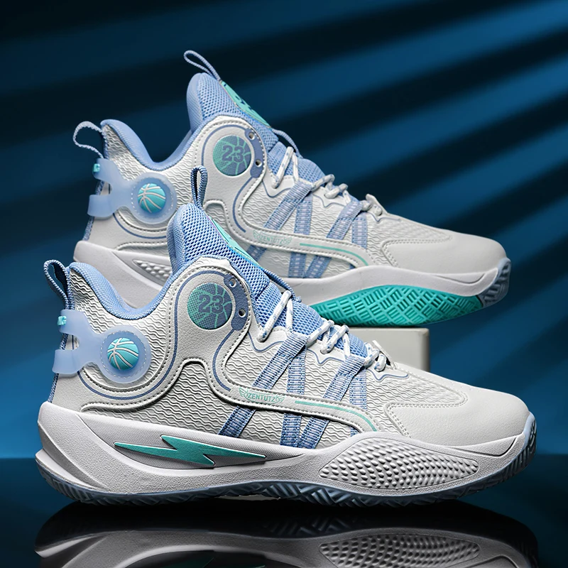 

Men Basketball Shoes High Top Summer Flat Mesh Sports Shoes Comfort Cushioned Professional Training Basketball Boots for Man