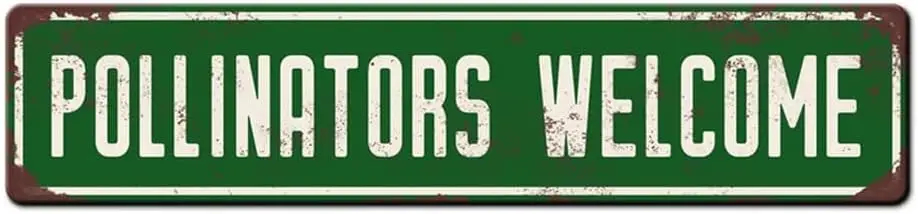 

Металлическая жестяная вывеска Pollinators Welcome Sign 4x16 дюймов
