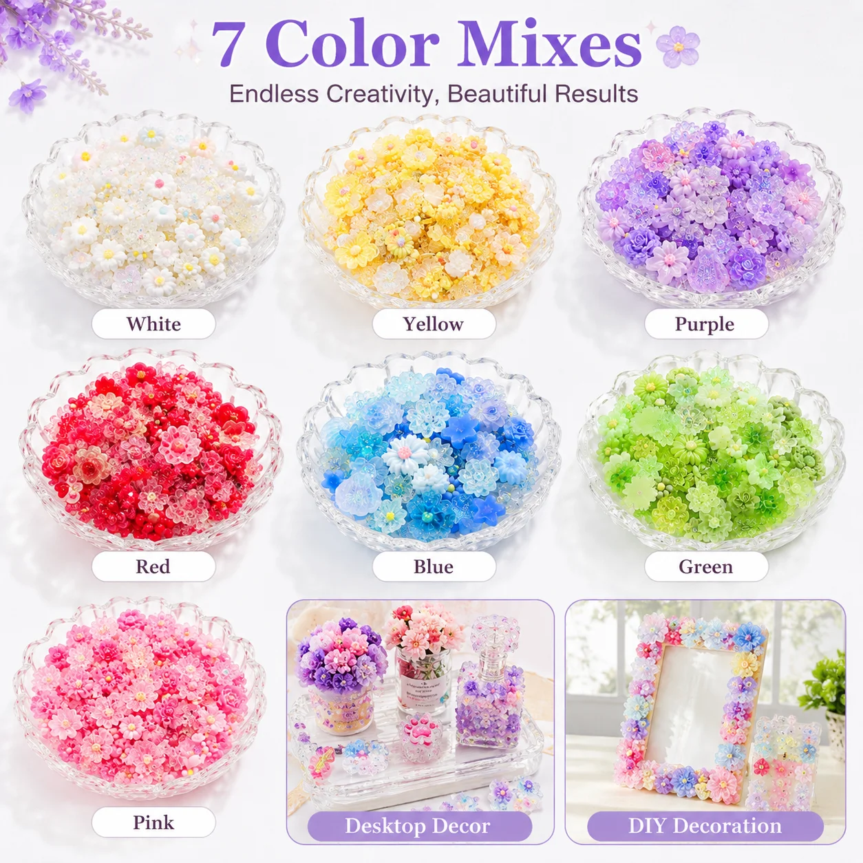 20pcs Mini Mixed Flower Cat Paw Leaf Resin Charms Random Type DIY Accessories Craft Supplies Desktop