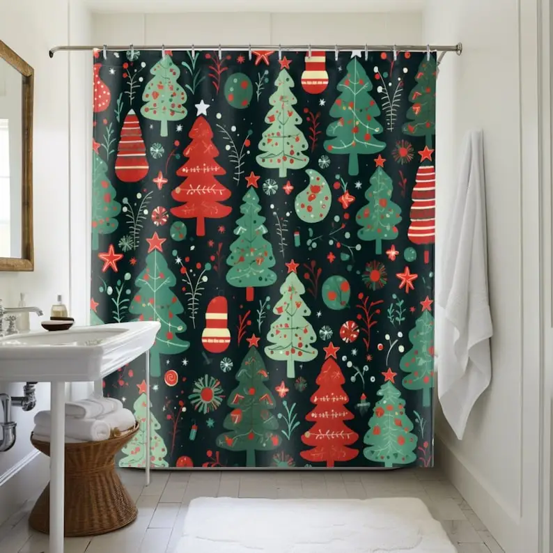 

Christmas Tree Shower Curtain: Festive Holiday Decor