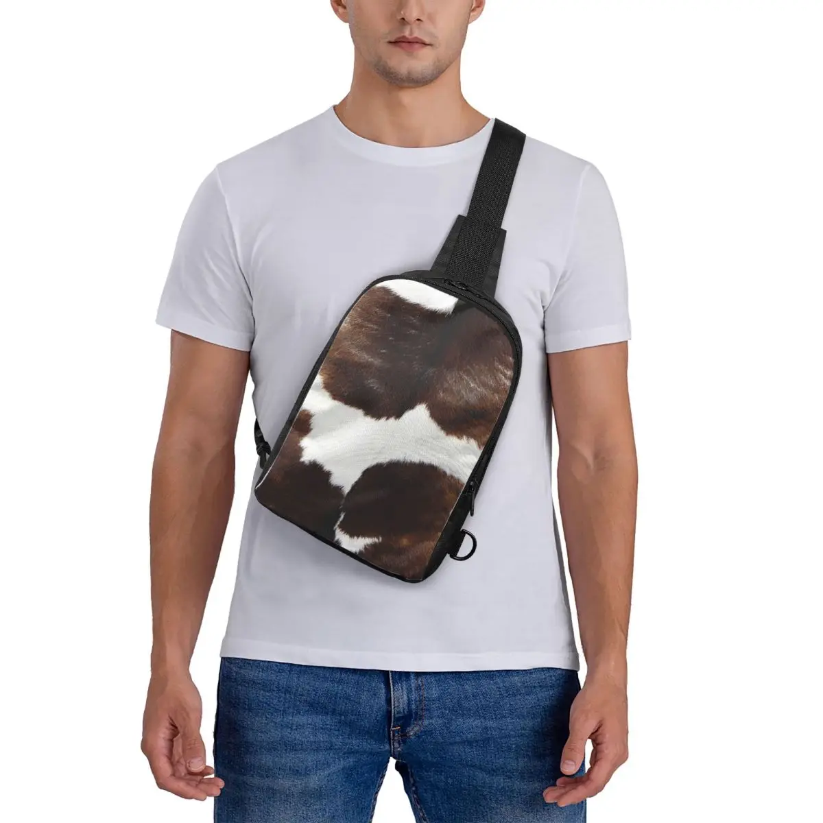 ريفي مزرعة البقرة طباعة حقيبة الصدر حقيبة كروسبودي حقيبة كتف حبال للرجال السفر المشي لمسافات طويلة Daypack #1