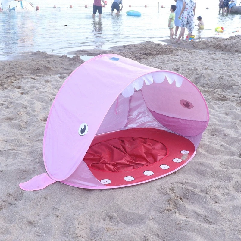 automatic quick-open children's beach tent simple and portable cute shark children playing sand shade game house
