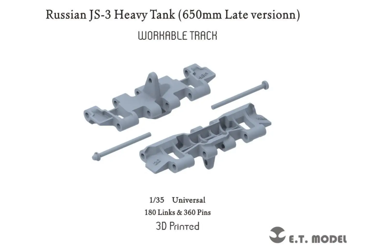 ET MODEL P35-051 1/35 Russian JS3 Heavy Tank （650mm Late version) Workable Track